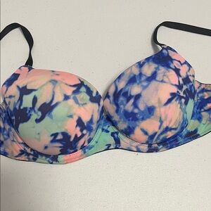 PINK Victoria's Secret Blue and Pink Tie-Dye Bra